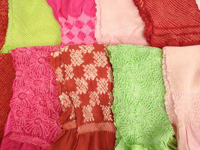 平和屋着物[]七五三　女の子　和装小物　帯揚げ25枚セット　総絞り　中抜き絞り　未使用品あり　正絹　逸品　AABD1792ja