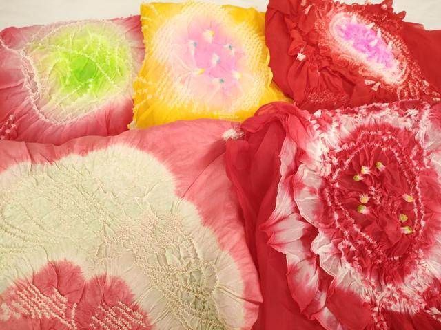 平和屋着物[]子供　女の子　和装小物　兵児帯5点セット　柄絞り　舞花文　丸文　未使用品あり　逸品　AABD1795ja