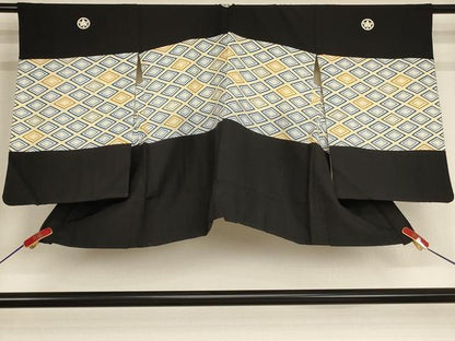 平和屋着物[]七五三　男の子　5才　羽織　菱文　黒地　逸品　AABD1800ja