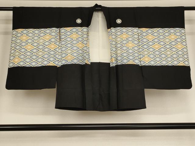 平和屋着物[]七五三　男の子　5才　羽織　菱文　黒地　逸品　AABD1800ja