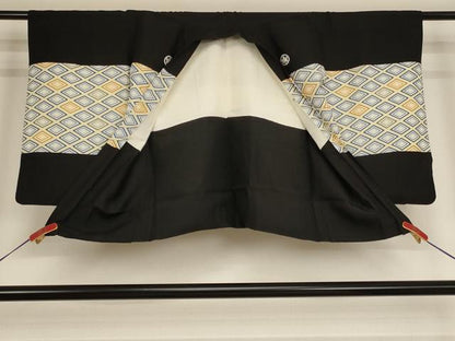 平和屋着物[]七五三　男の子　5才　羽織　菱文　黒地　逸品　AABD1800ja