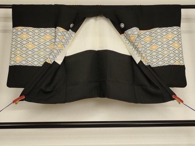 平和屋着物[]七五三　男の子　5才　羽織　菱文　黒地　逸品　AABD1800ja