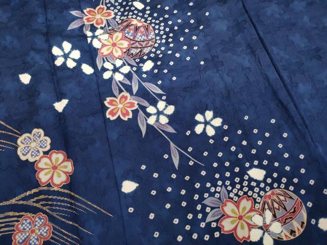 平和屋着物∵女の子 十三参り 子供 祝着 絞り 桜手毬文 金彩 鈴乃屋扱い 逸品 AABD1801ja