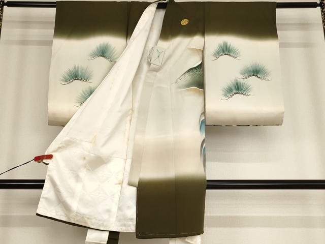 平和屋着物[]お宮参り　男の子　祝着　産着　初着　のしめ　富士山　立波松文　暈し染め　金銀彩　逸品　AABD1803ja