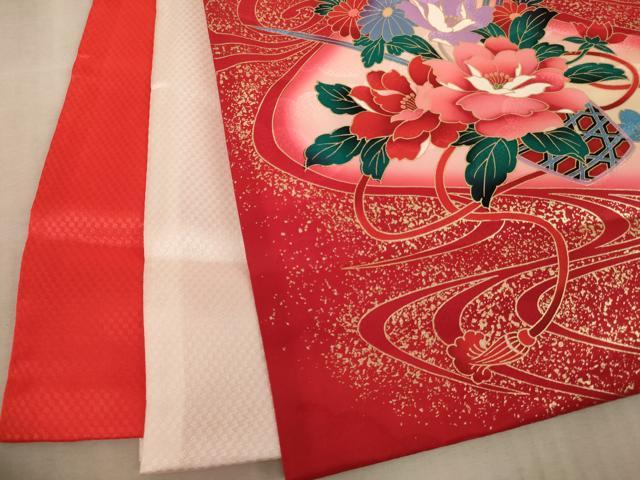 平和屋着物[]お宮参り　女の子　祝着　産着　初着　のしめ　一つ身　飛鶴花車文　暈し染め　金彩　逸品　未使用　AABD1805ja