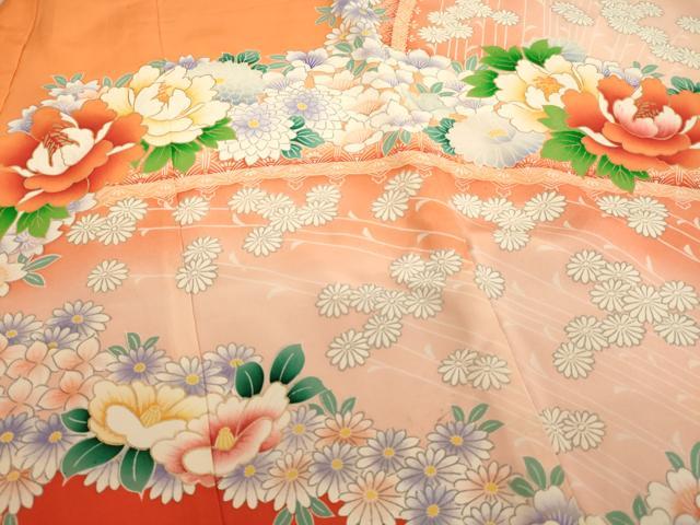 平和屋着物[]七五三　女の子　３歳　祝着　一つ身　祝着・長襦袢(袷)セット　草花文　暈し染め　金彩　逸品　AABD1806ja
