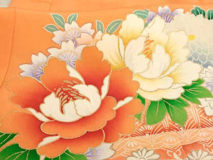 平和屋着物[]七五三　女の子　３歳　祝着　一つ身　祝着・長襦袢(袷)セット　草花文　暈し染め　金彩　逸品　AABD1806ja