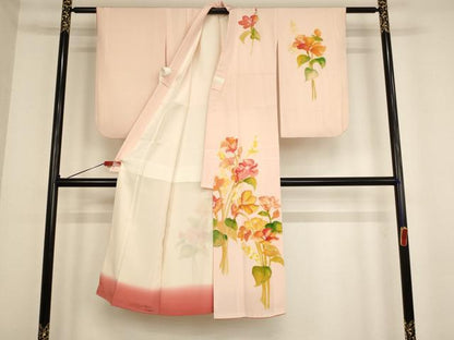 平和屋着物[]七五三　女の子　７歳　祝着　四つ身　草花文　逸品　AABD1807ja