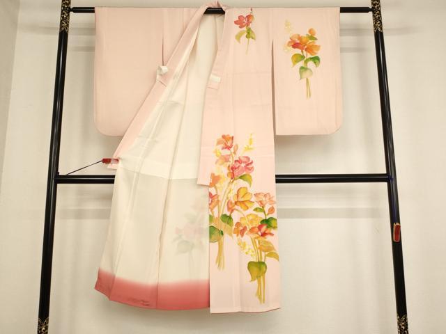 平和屋着物[]七五三　女の子　７歳　祝着　四つ身　草花文　逸品　AABD1807ja