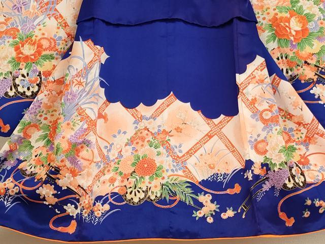 平和屋着物[]七五三　女の子　３歳　祝着　三つ身　長襦袢(無双仕立て)セット　花車文　金彩　AABD1810ja