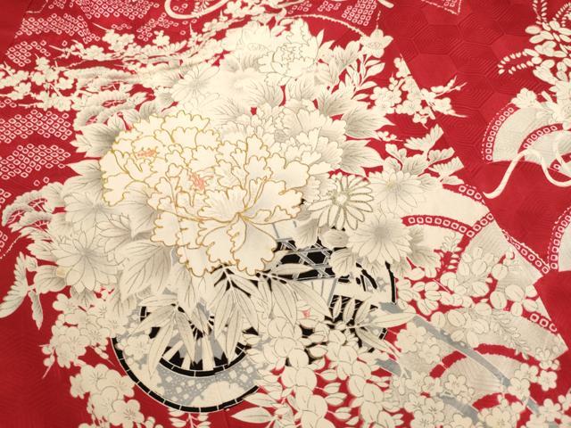 平和屋着物[]七五三　女の子　３歳　三つ身　祝着・長襦袢(袷)セット　花車文　逸品　AABD1811ja