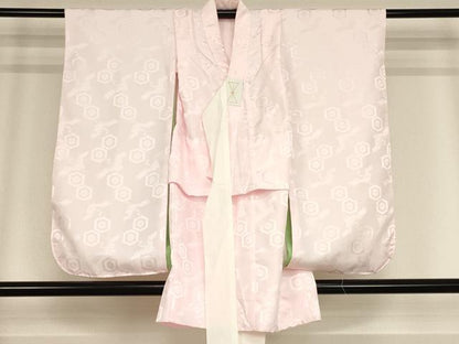 平和屋着物[]七五三　女の子　３歳　三つ身　祝着・長襦袢(袷)セット　花車文　逸品　AABD1811ja
