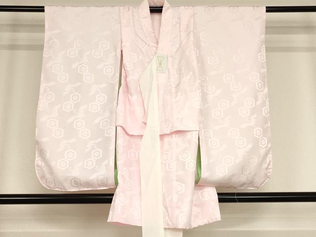 平和屋着物[]七五三　女の子　３歳　三つ身　祝着・長襦袢(袷)セット　花車文　逸品　AABD1811ja