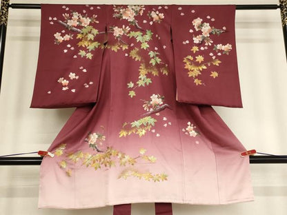 平和屋着物[]お宮参り　女の子　祝着　産着　初着　のしめ　桜楓文　暈し染め　金銀彩　さが美扱い　逸品　未使用　AABD1813ja