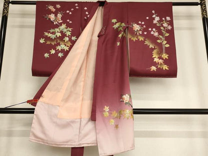平和屋着物[]お宮参り　女の子　祝着　産着　初着　のしめ　桜楓文　暈し染め　金銀彩　さが美扱い　逸品　未使用　AABD1813ja