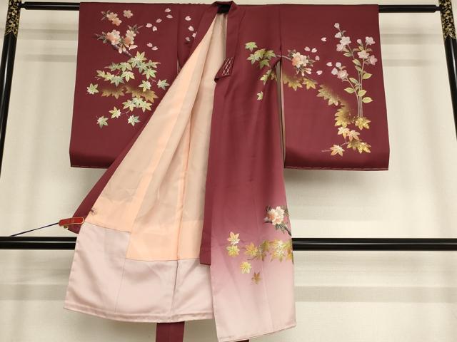平和屋着物[]お宮参り　女の子　祝着　産着　初着　のしめ　桜楓文　暈し染め　金銀彩　さが美扱い　逸品　未使用　AABD1813ja