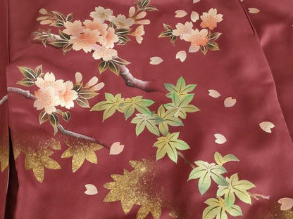 平和屋着物[]お宮参り　女の子　祝着　産着　初着　のしめ　桜楓文　暈し染め　金銀彩　さが美扱い　逸品　未使用　AABD1813ja