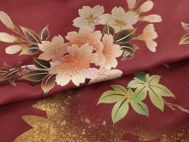 平和屋着物[]お宮参り　女の子　祝着　産着　初着　のしめ　桜楓文　暈し染め　金銀彩　さが美扱い　逸品　未使用　AABD1813ja