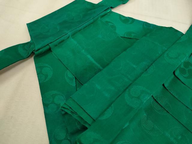 平和屋着物[]七五三　男の子　5才　行灯袴　三つ巴地紋　花緑青色　逸品　AABD1816ja