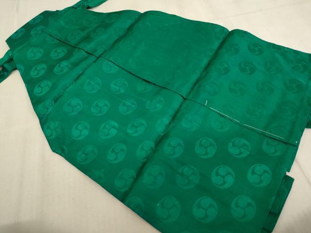 平和屋着物[]七五三　男の子　5才　行灯袴　三つ巴地紋　花緑青色　逸品　AABD1816ja