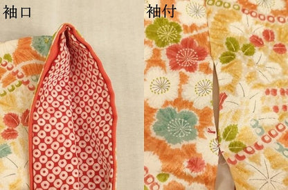 平和屋着物[]七五三　女の子　７歳　祝着　四つ身　割付花文　三越扱い　逸品　AABD1819ja