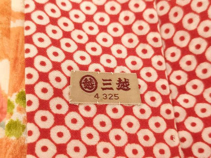 平和屋着物[]七五三　女の子　７歳　祝着　四つ身　割付花文　三越扱い　逸品　AABD1819ja