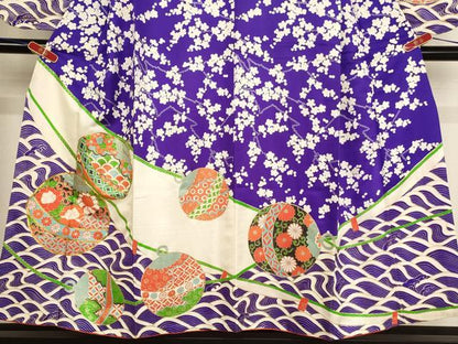 平和屋着物∵女の子 十三参り 子供 祝着 駒刺繍 鈴花文 金彩 逸品 AABD1822ja