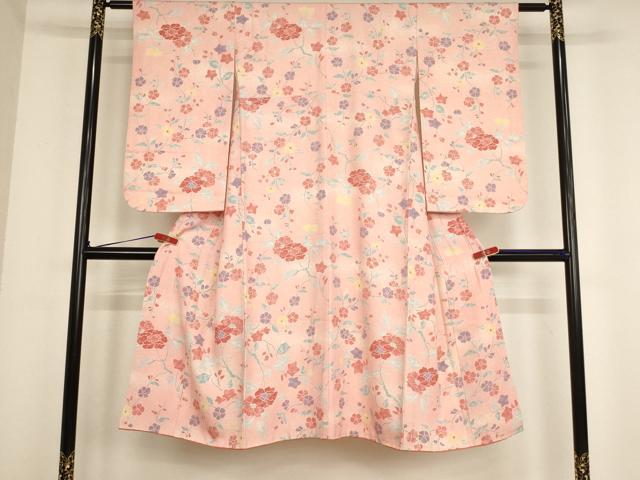平和屋着物[]七五三　女の子　７歳　祝着　四つ身　牡丹唐草文　逸品　AABD1826ja