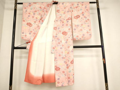 平和屋着物[]七五三　女の子　７歳　祝着　四つ身　牡丹唐草文　逸品　AABD1826ja