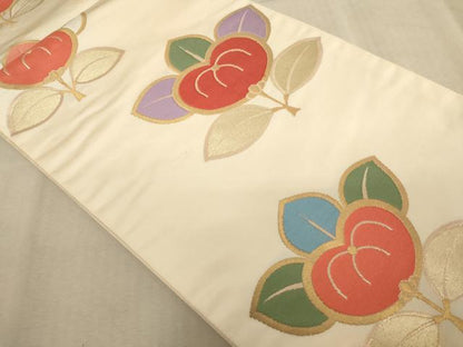 平和屋着物∵子供　全通柄袋帯　橘文　金糸　逸品　AABD1827ja