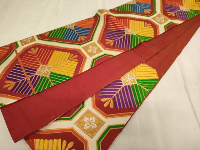 平和屋着物∵子供　六通柄袋帯　唐織　蜀江松文　金銀糸　逸品　AABD1831ja