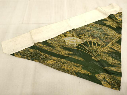 平和屋本店▼打敷　内敷　三角　扇面風景花文　法衣　寺院　仏具　仏教　僧侶　神職　装束　AABD1948ja
