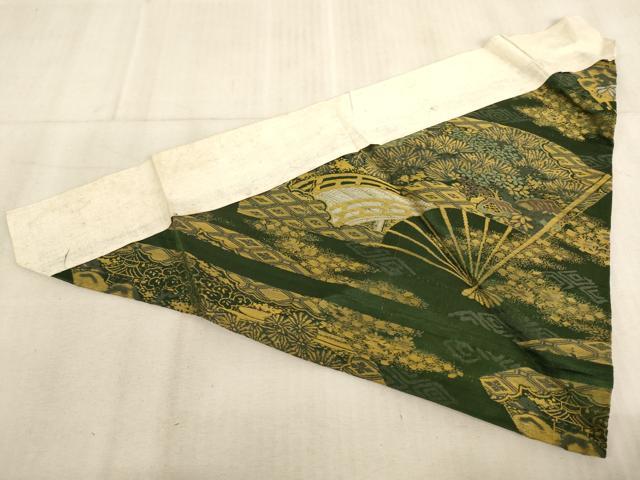 平和屋本店▼打敷　内敷　三角　扇面風景花文　法衣　寺院　仏具　仏教　僧侶　神職　装束　AABD1948ja