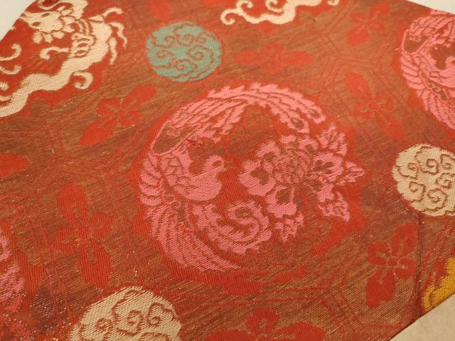 平和屋本店▼打敷　内敷2点セット　三角　金襴　鳳凰花丸文　菊唐草文　法衣　寺院　仏具　仏教　僧侶　神職　装束　AABD1988ja