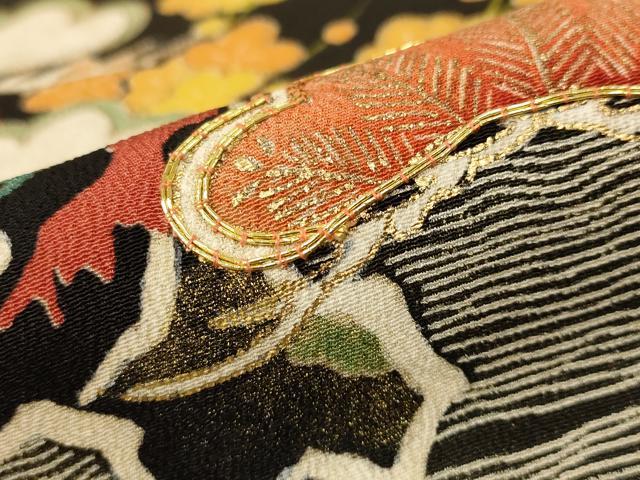 平和屋着物■豪華黒留袖　駒刺繍　松竹梅　金彩　正絹　逸品　AABD2084st