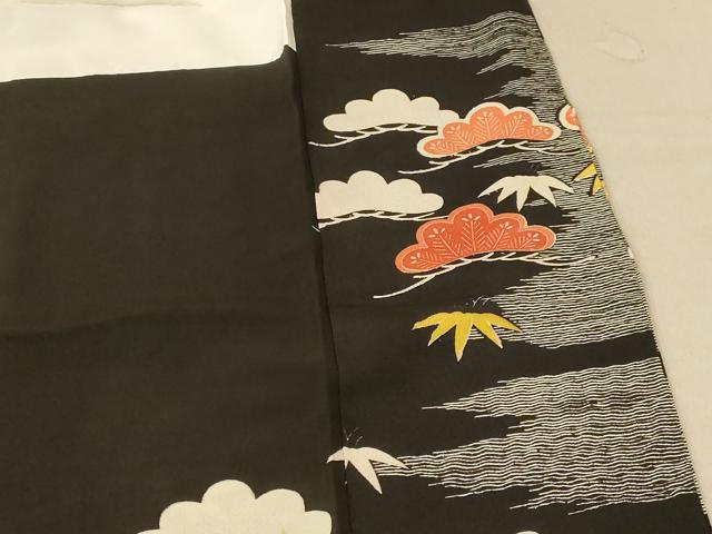 平和屋着物■豪華黒留袖　駒刺繍　松竹梅　金彩　正絹　逸品　AABD2084st