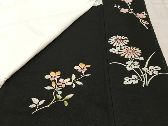 平和屋着物□豪華黒留袖 刺繍 花車文 金彩 金銀糸 正絹 逸品 AABD2299oa