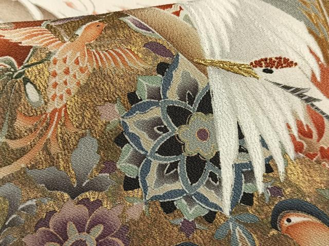 平和屋着物□豪華黒留袖 中国三大刺繍 相良刺繍 飛鶴花鳥