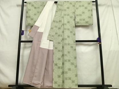 平和屋着物■上質な紬　菱繋文　正絹　逸品　AABD2433oa