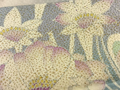 平和屋着物■訪問着　花孔雀羽文　暈し染め　金糸　正絹　逸品　AABD2435oa