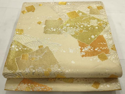 平和屋着物▼六通柄袋帯　古今好み　箔散らし文　金銀彩　正絹　逸品　AABD2723wj