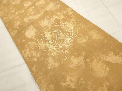平和屋着物▼太鼓柄袋帯　鳳凰　金糸　正絹　逸品　AABD2753wj
