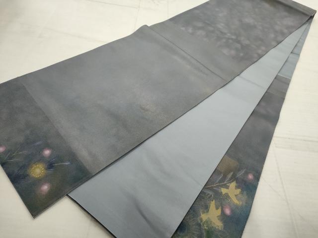 平和屋着物▼太鼓柄袋帯　花鳥文　正絹　逸品　AABD2814wj