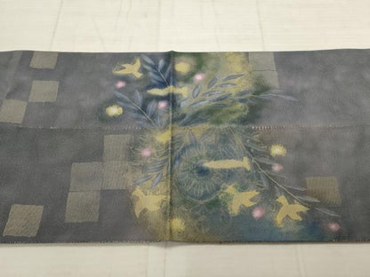 平和屋着物▼太鼓柄袋帯　花鳥文　正絹　逸品　AABD2814wj
