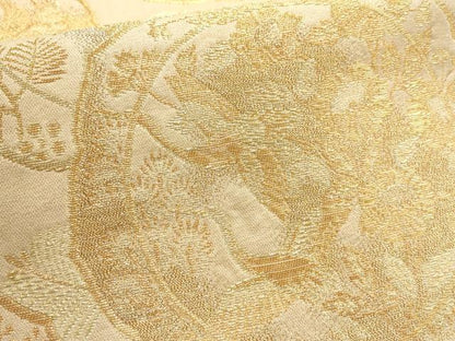 平和屋着物▼六通柄袋帯　花鳥丸文　金糸　正絹　逸品　AABD2843wj