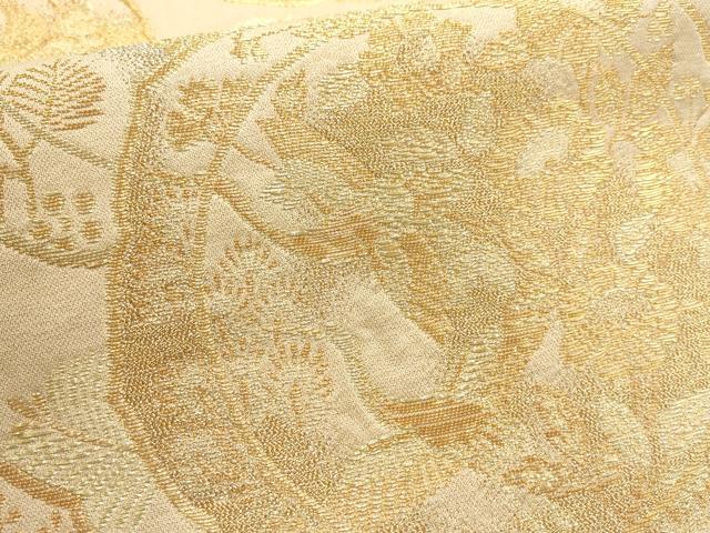 平和屋着物▼六通柄袋帯　花鳥丸文　金糸　正絹　逸品　AABD2843wj