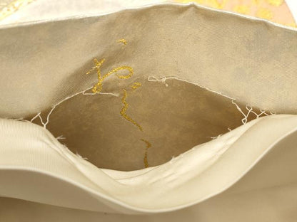 平和屋着物▼六通柄袋帯　おぐら錦　切嵌花唐草文　金銀糸　引箔　正絹　逸品　AABD2879wj