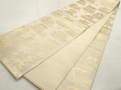 平和屋着物▼全通柄袋帯　宝船　金糸　正絹　逸品　AABD2912wj