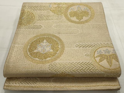 平和屋着物▼六通柄袋帯　松　竹　金銀糸　正絹　逸品　AABD3087wj