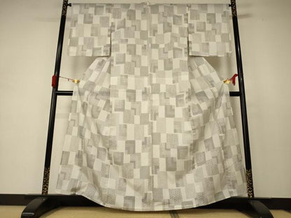 平和屋着物＊夏物 小紋 紗 色紙麻の葉文様 洗える着物 AABD3281jd